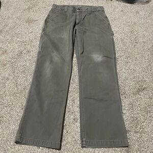 Carhartt B324-DFE Olive Green Carpenter Pants Workwear Cotton size 33x30